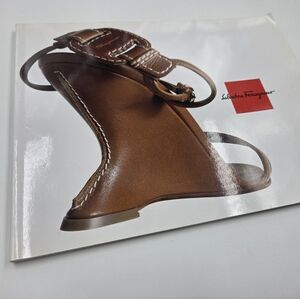 Salvatore Ferragamo Tan Leather Wedge Sandals